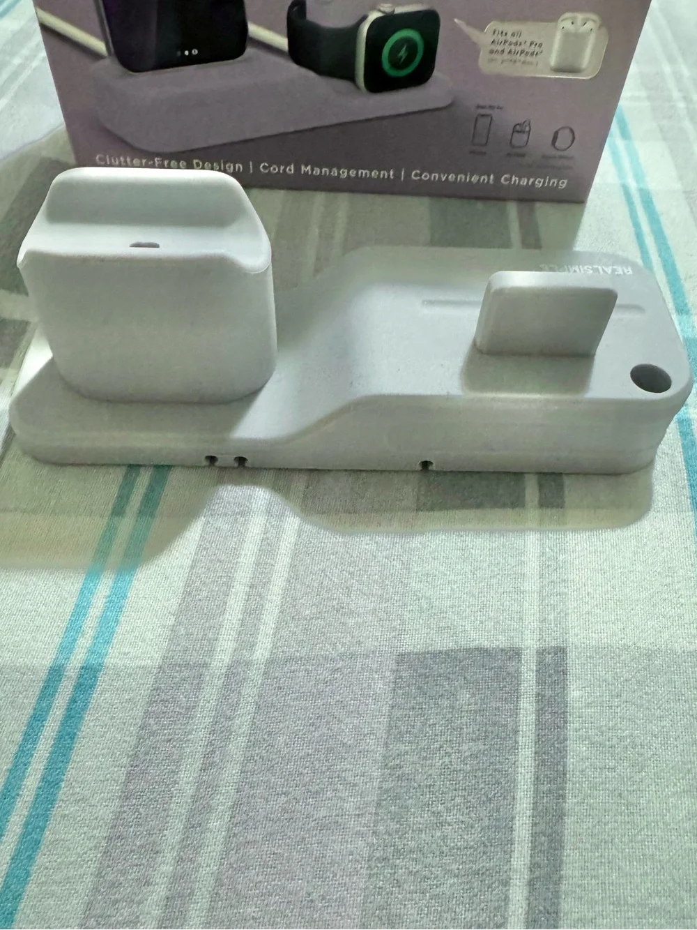 RealSimple Gray Silicone 3-in-1 Charging Station for Phone, Watch & Earbuds